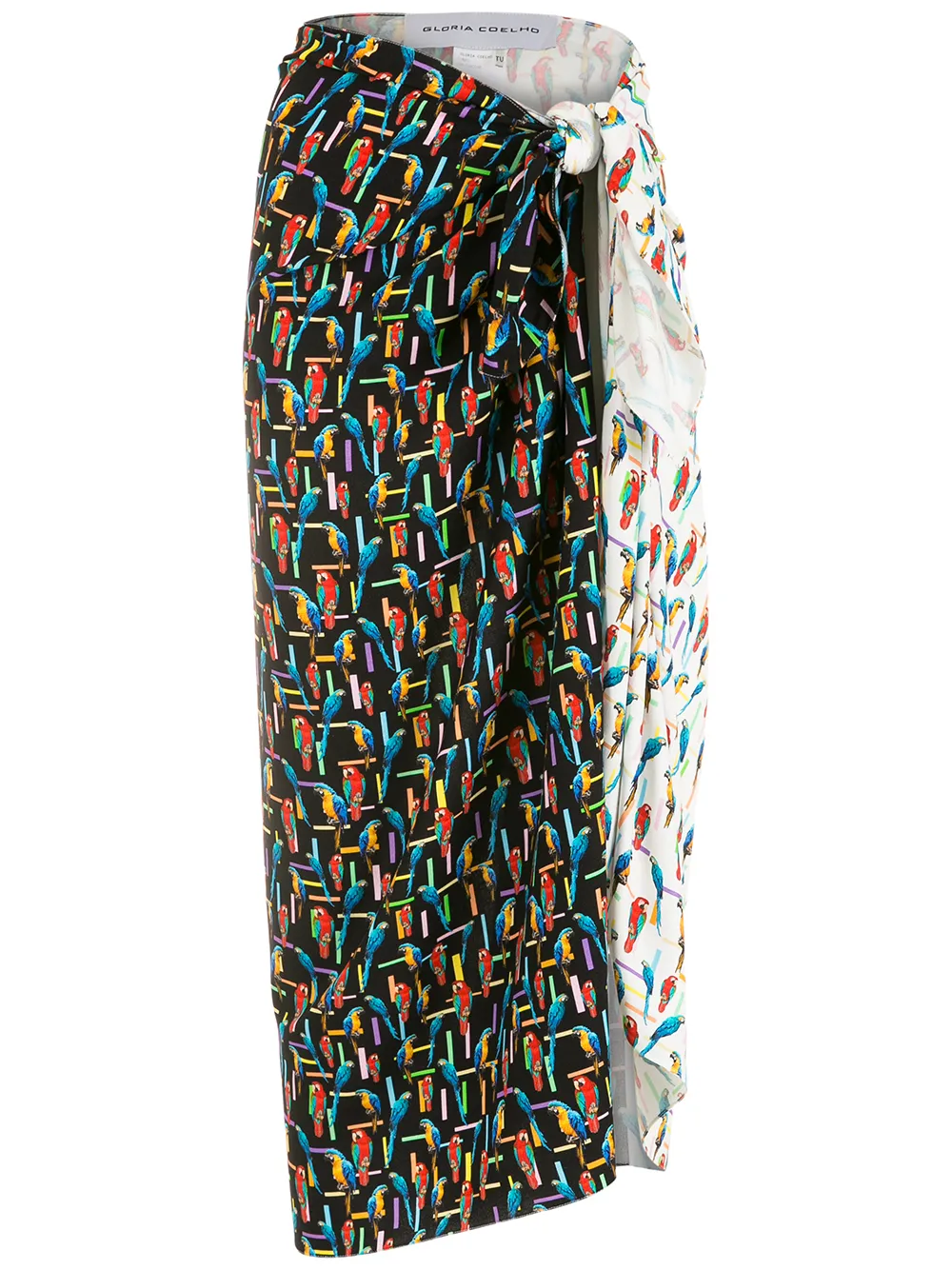 

Gloria Coelho macaw-print colour-block sarong - Black