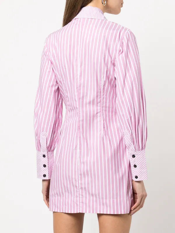 pink and white striped shirt dress