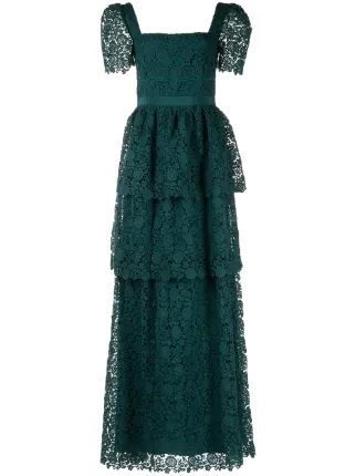 Self portrait green fine lace clearance dress