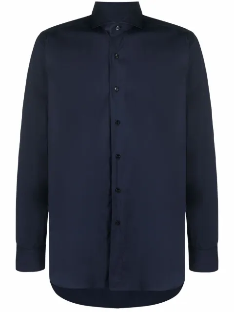 Xacus curved-hem buttoned-up shirt