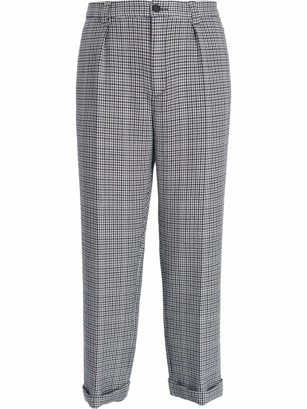 

BOSS pantalones holgados con motivo de pied de poule - Gris