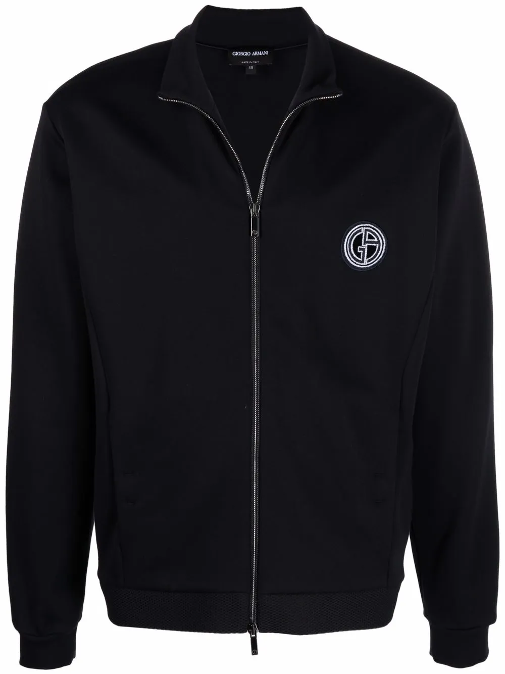 

Giorgio Armani logo-patch zip-up jumper - Blue