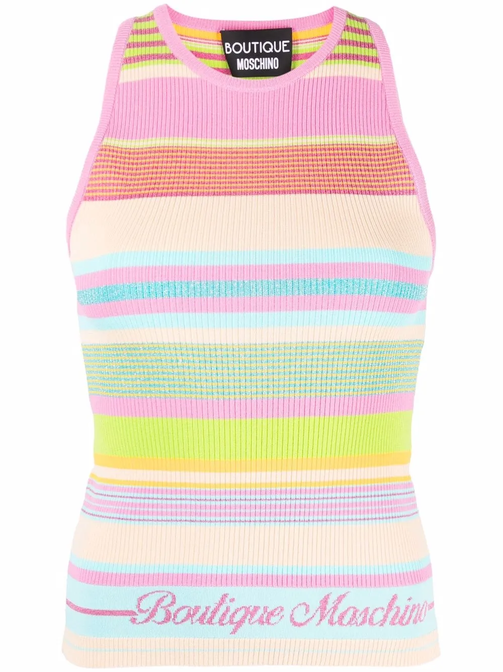 

Boutique Moschino intarsia-logo striped vest - Pink