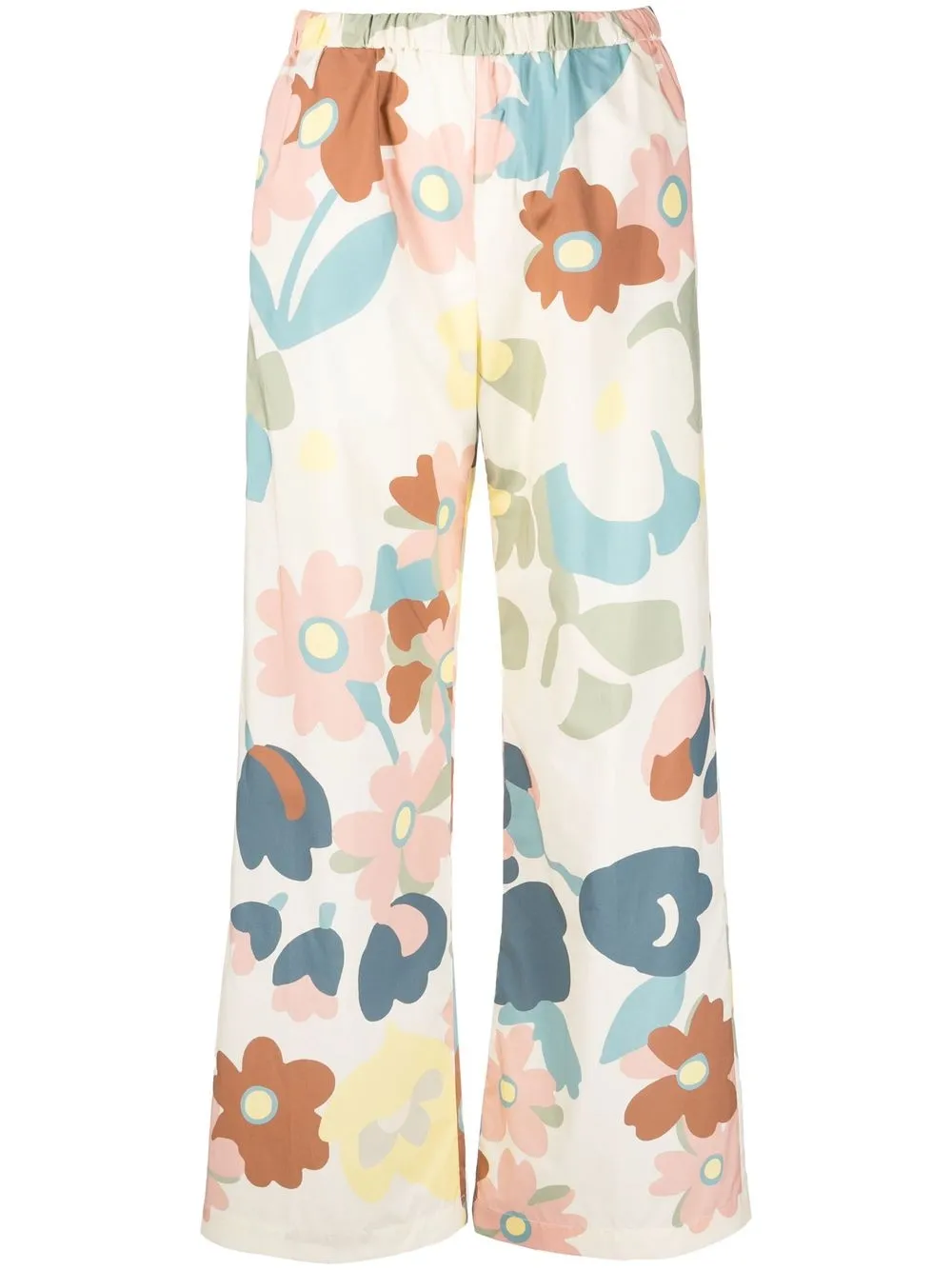 

ASPESI floral-print slip-on flared trousers - Neutrals