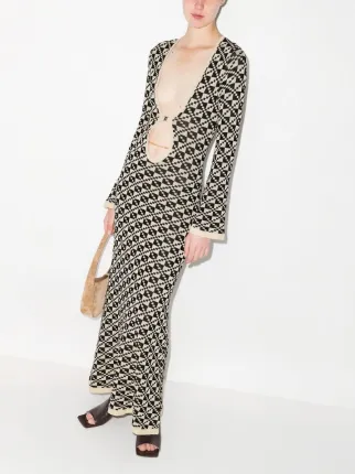 Lori geometric-pattern jacquard midi dress展示图