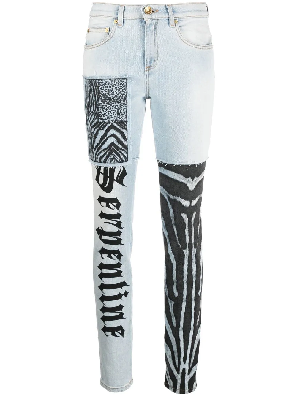 

Roberto Cavalli skinny jeans con diseño patchwork - Neutro