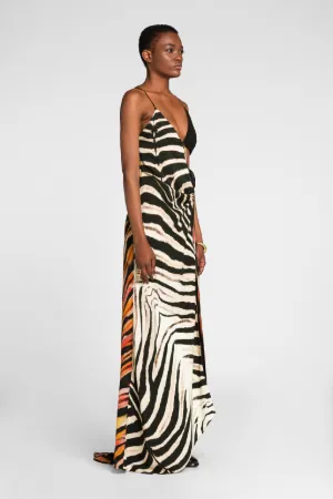Zebra-Print Cut-Out Maxi Dress 
