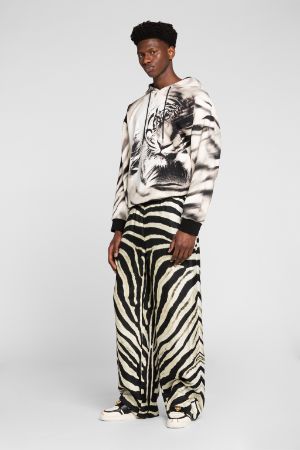 Zebra-Print Silk Trousers