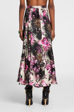 Flower Felix-Print Silk Skirt