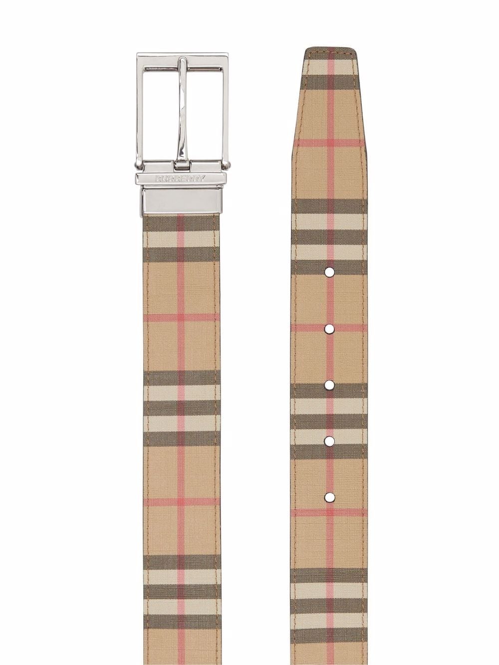 Burberry Burberry REVERSIBLE VINTAGE CHECK AND LEATHER TB Belt - Stylemyle