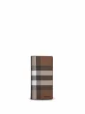 Burberry Check-print e-canvas leather wallet - Brown