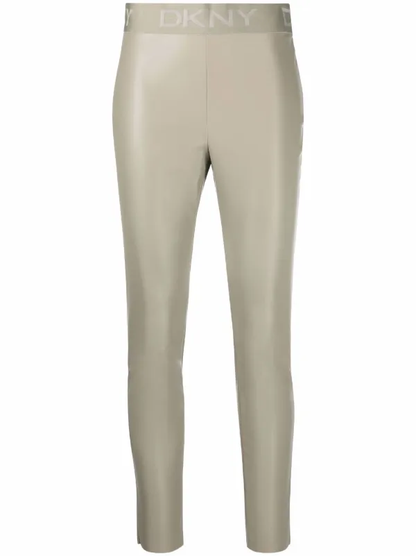 DKNY logo-print faux-leather Leggings 
