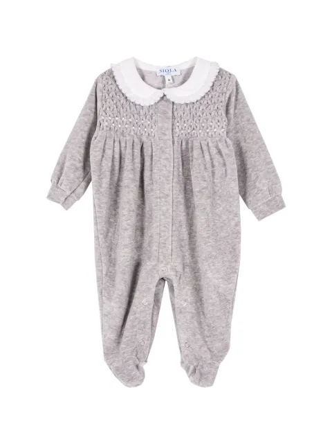 Siola smocked Peter Pan-collar sleepsuit