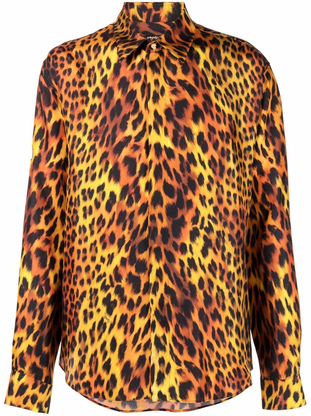 

Roberto Cavalli camisa de seda con estampado de leopardo - Marrón