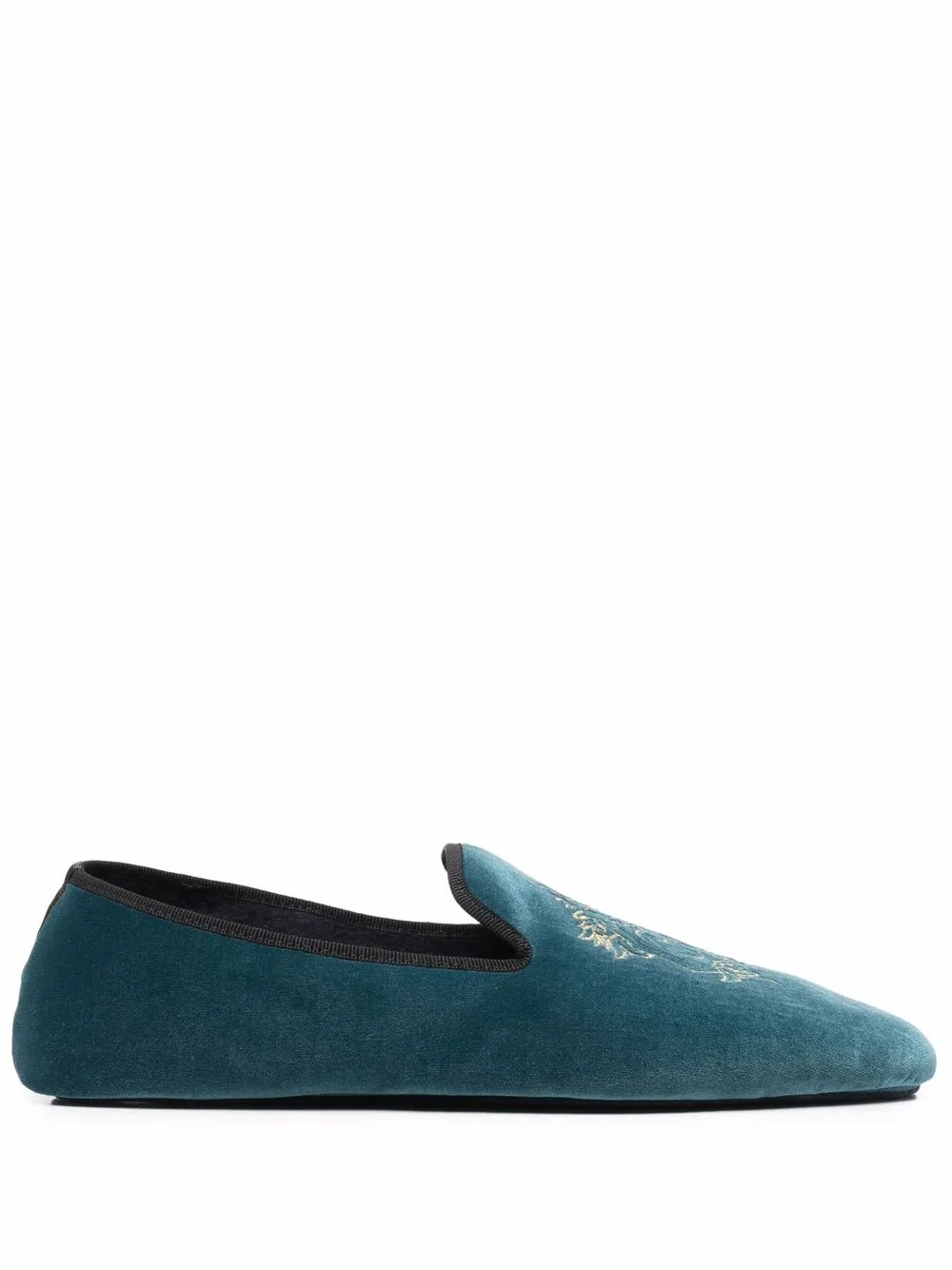 embroidered-crest slippers