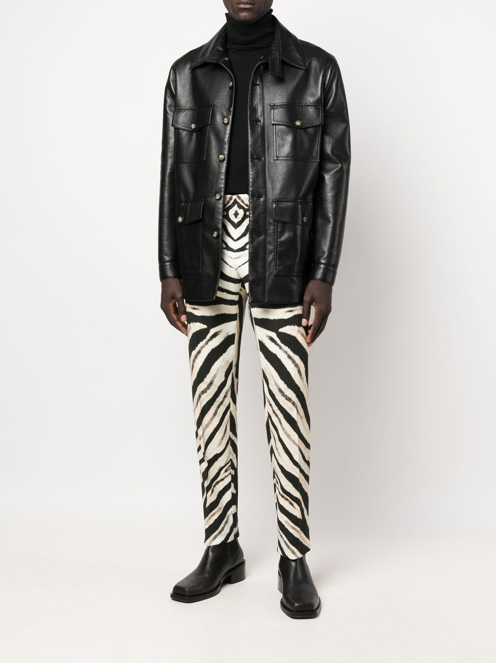 Roberto Cavalli Broek met zebraprint - Zwart