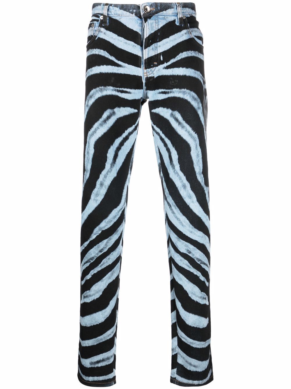 zebra-print straight-leg jeans