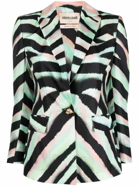 Roberto Cavalli zebra-print silk blazer