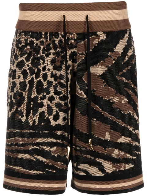 Roberto Cavalli leopard and zebra print track shorts