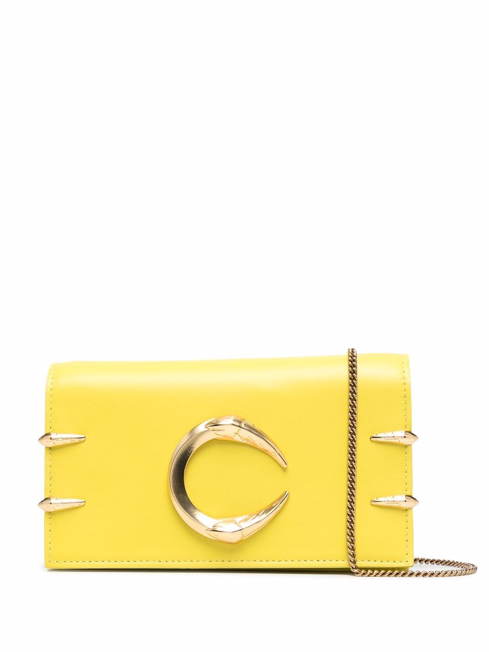 Roberto Cavalli logo plaque tiger tooth shoulder bag - Yellow