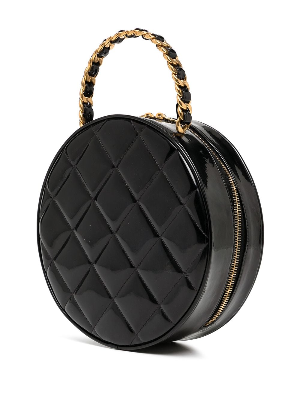 CHANEL Pre-Owned 1995 CC diamond-quilted Round Vanity Bag - Farfetch in  2023