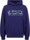 Supreme denim-print logo hoodie - Blue