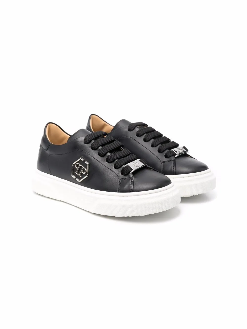 

Philipp Plein Junior tenis con placa del logo - Negro