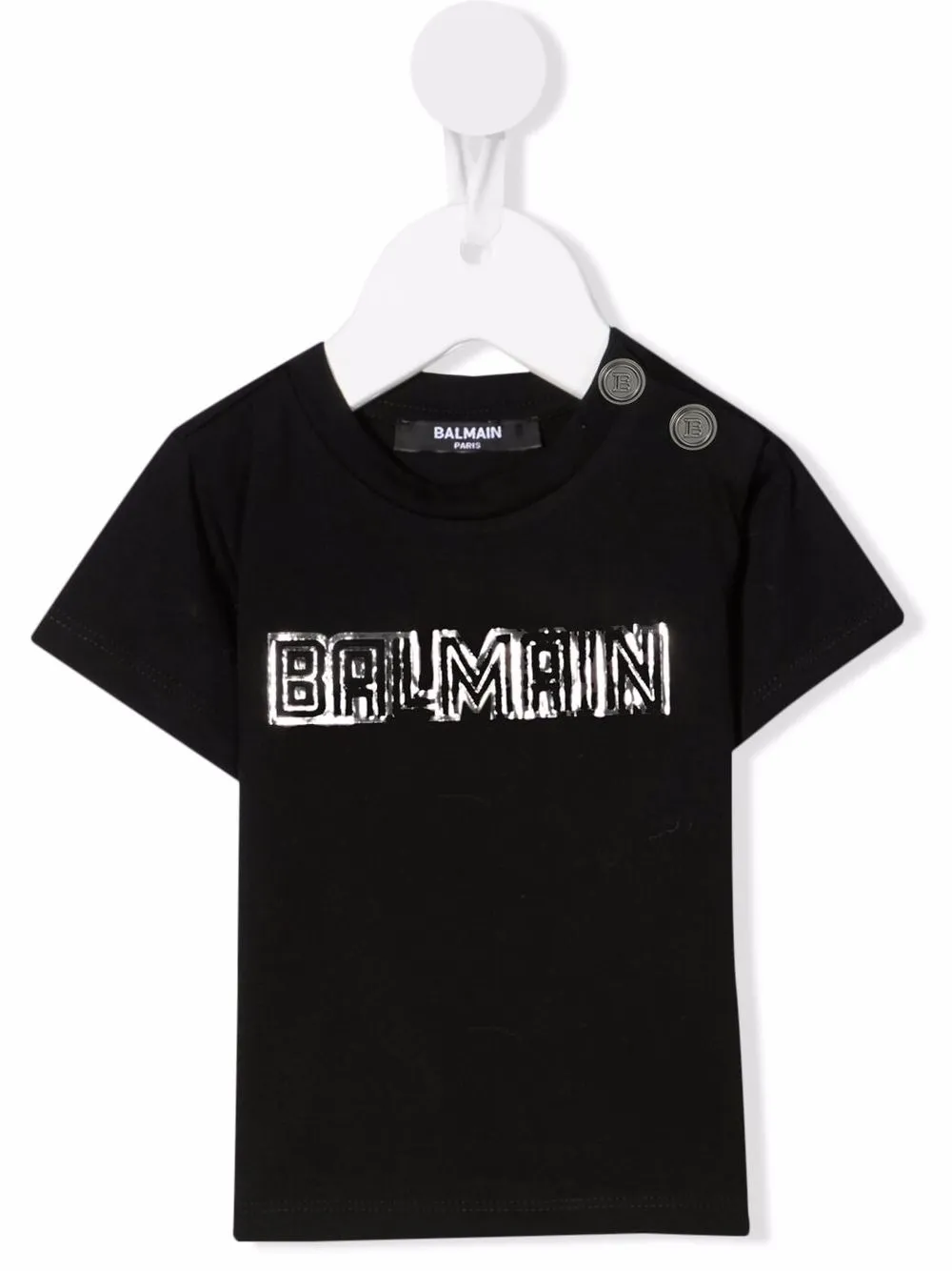 

Balmain Kids playera con logo metalizado - Negro