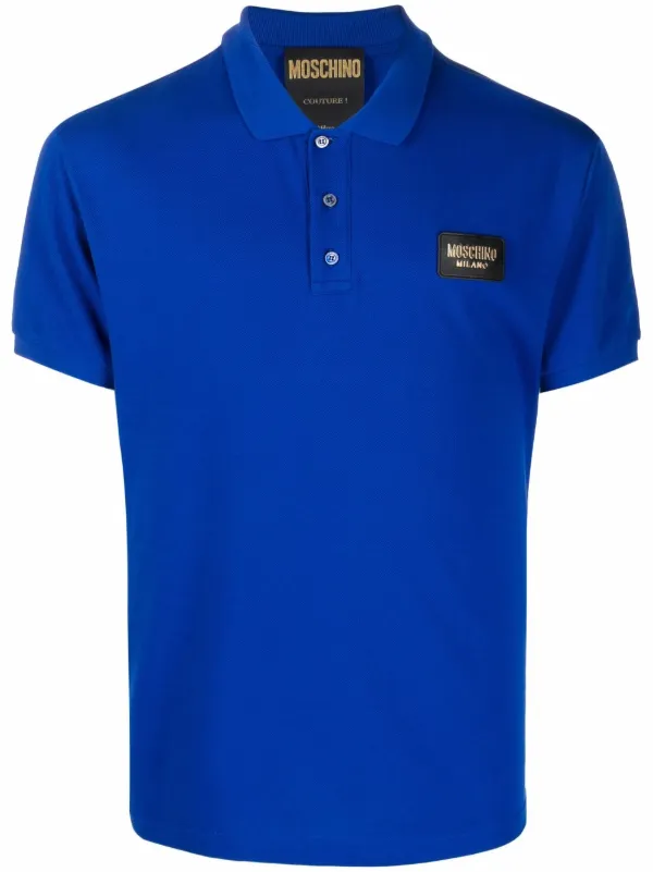 Shop Moschino logo-patch polo shirt 