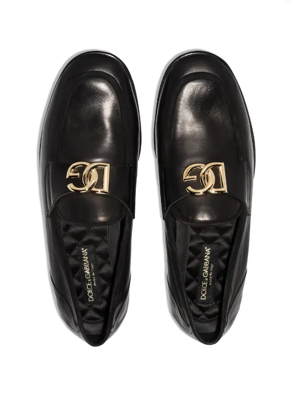 Shop Dolce & Gabbana Interlocking DG-plaque leather loafers with Express  Delivery - FARFETCH