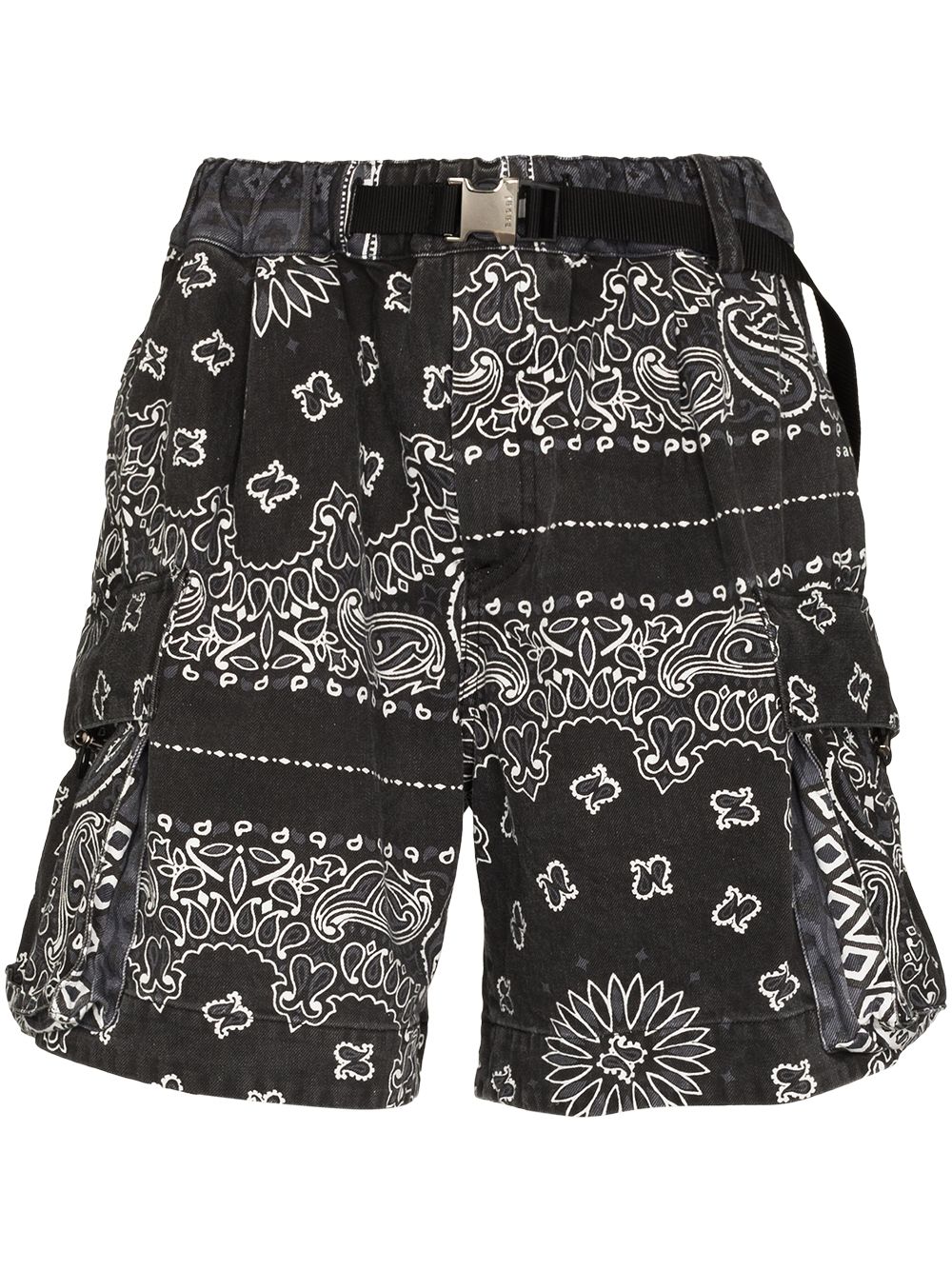 

sacai bandana-print belted bermuda shorts - Grey