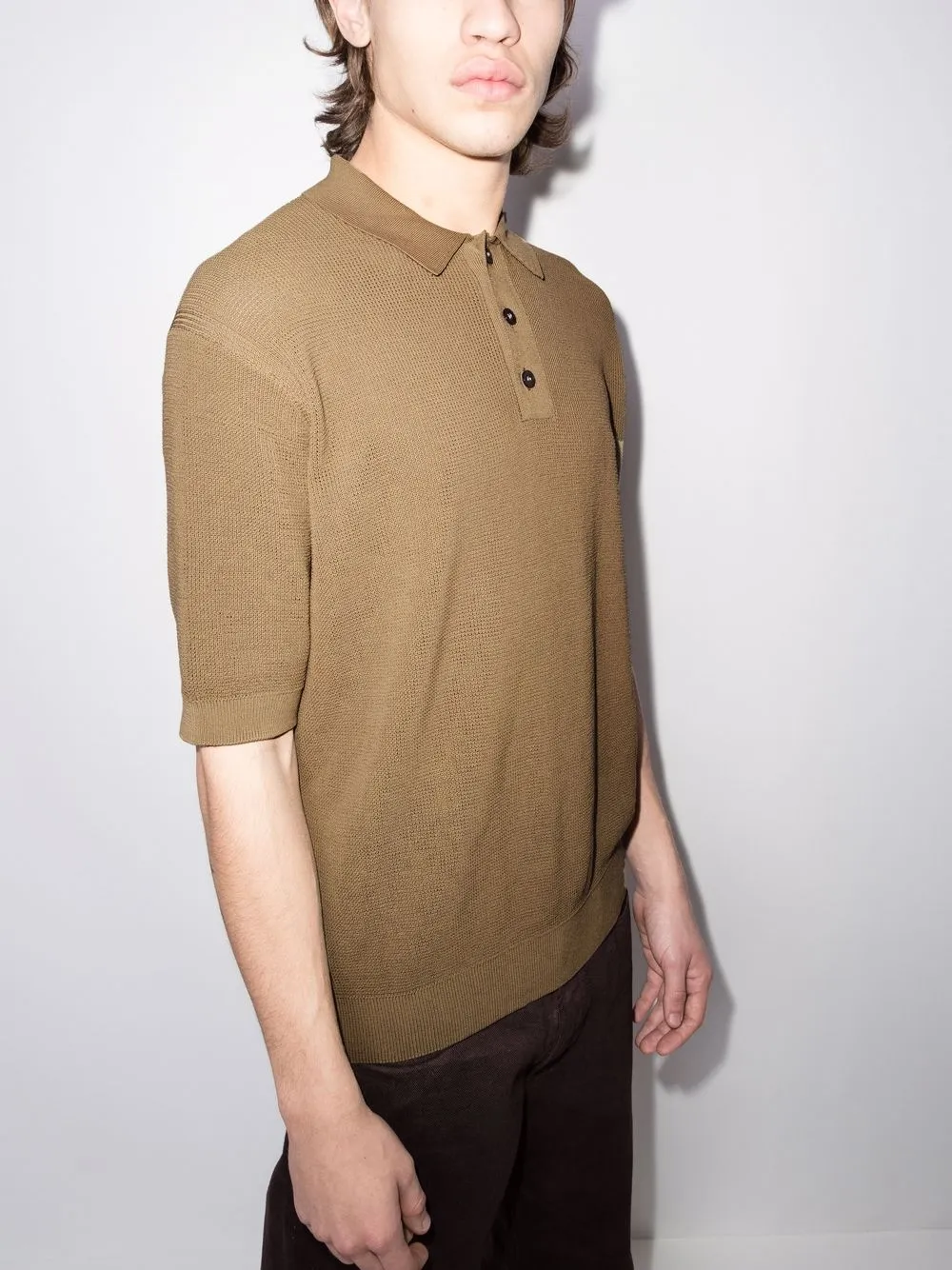 Studio Nicholson Poloshirt met wafelpatroon - Bruin