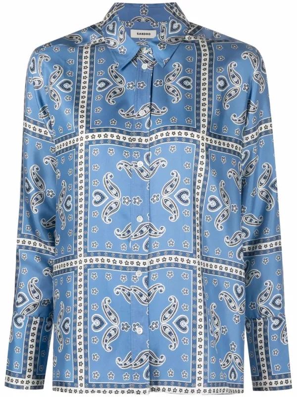 SANDRO paisley-print Silk Shirt - Farfetch