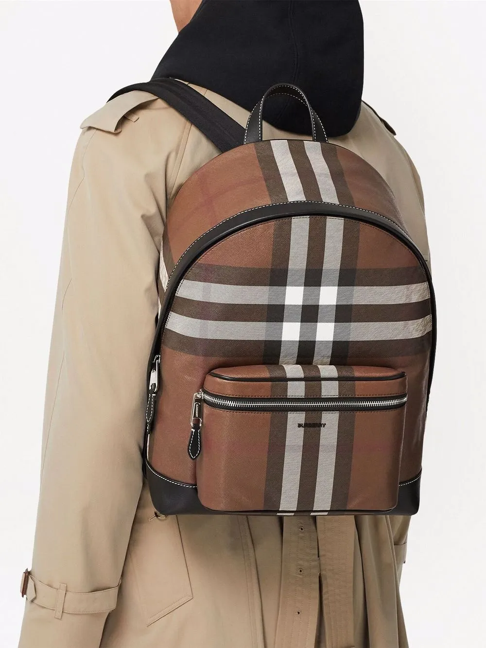 Burberry Monogram Stripe Print E Canvas Backpack, $1,150, farfetch.com