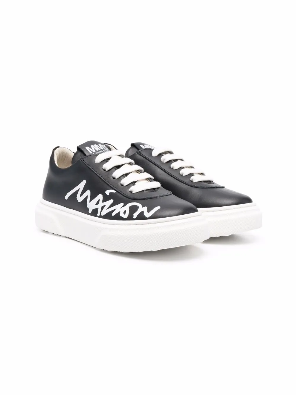 

MM6 Maison Margiela Kids tenis con logo lateral - Negro