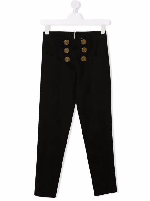 Balmain Kids بنطال جينز بنقش شعار الماركة