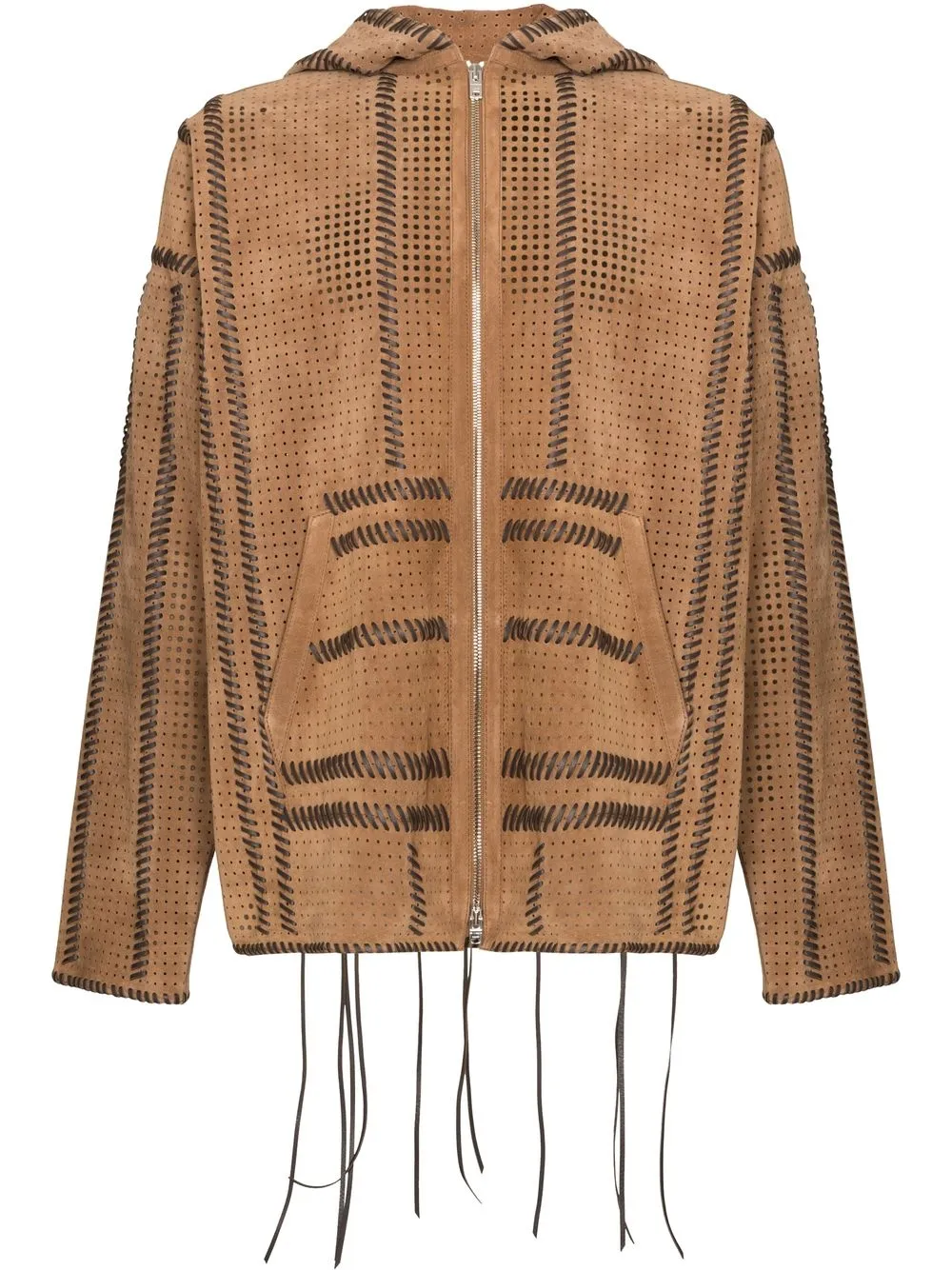 

AMIRI chamarra con detalle perforado y capucha - Marrón