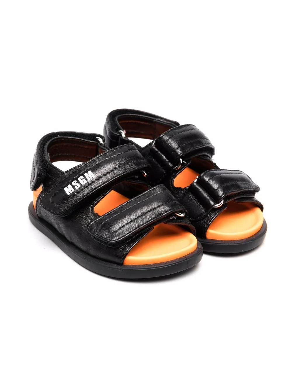 

MSGM Kids sandalias con logo estampado - Negro