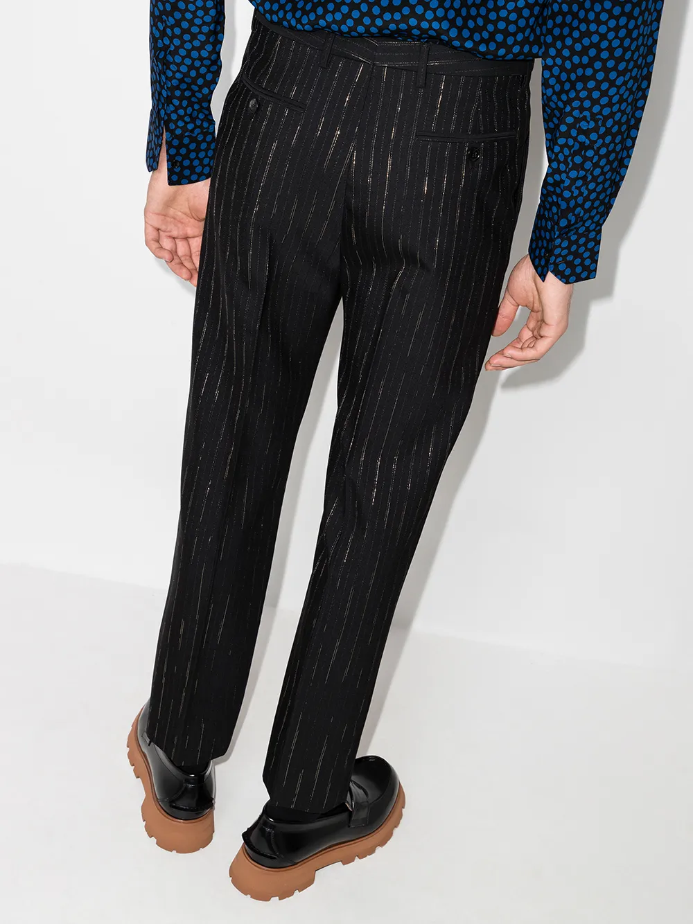 パンツ YOKE PIN STRIPE HI-WAIST BELTED TROUSERS YOKE PIN STRIPE HI-WAIST BELTED TROUSERS