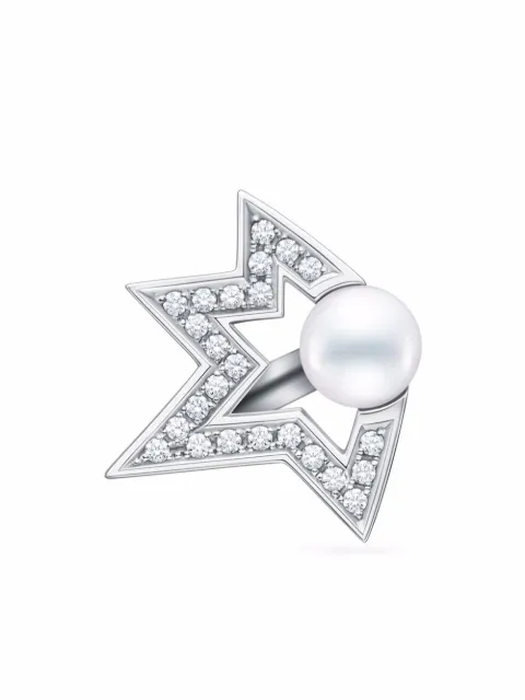 TASAKI 18kt white gold Collection Line Comet Plus diamond pearl ear cuff