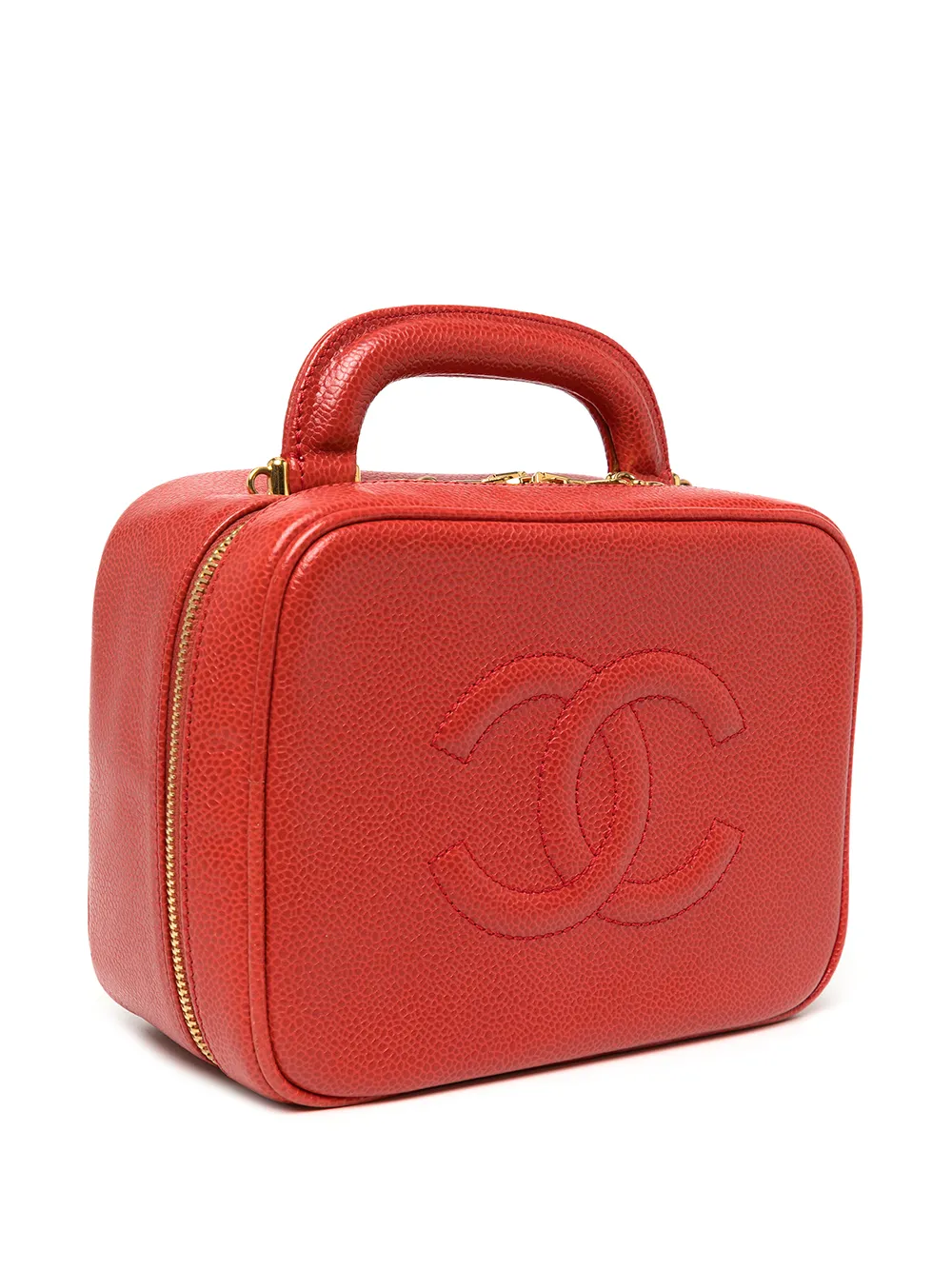 Pre-owned 1998 Cc Vanity Bag In Red