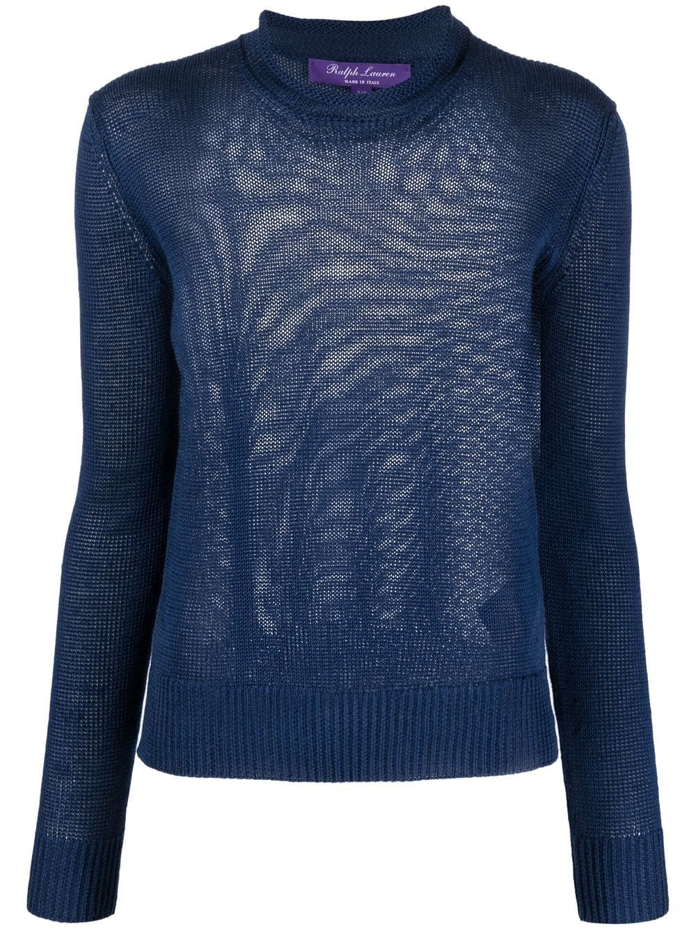Ralph Lauren Ribbed-knit Long-sleeved Pullover In Blue