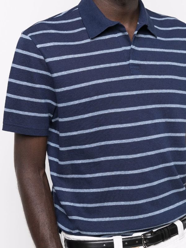 striped short sleeve polo shirt