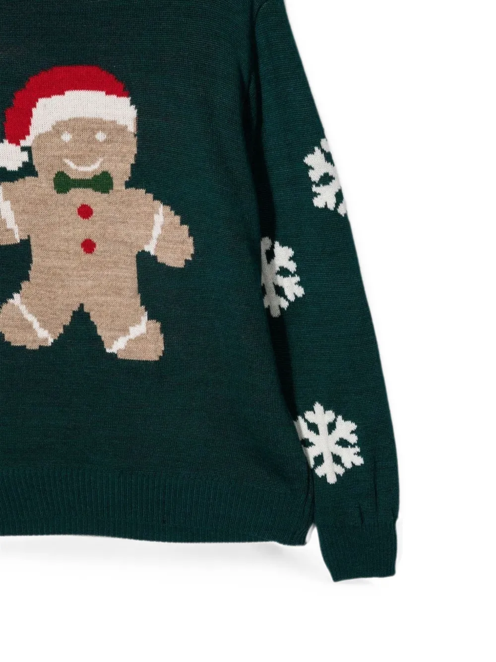 Siola Trui met sneeuwvlok-print en gingerbread-intarsia Groen