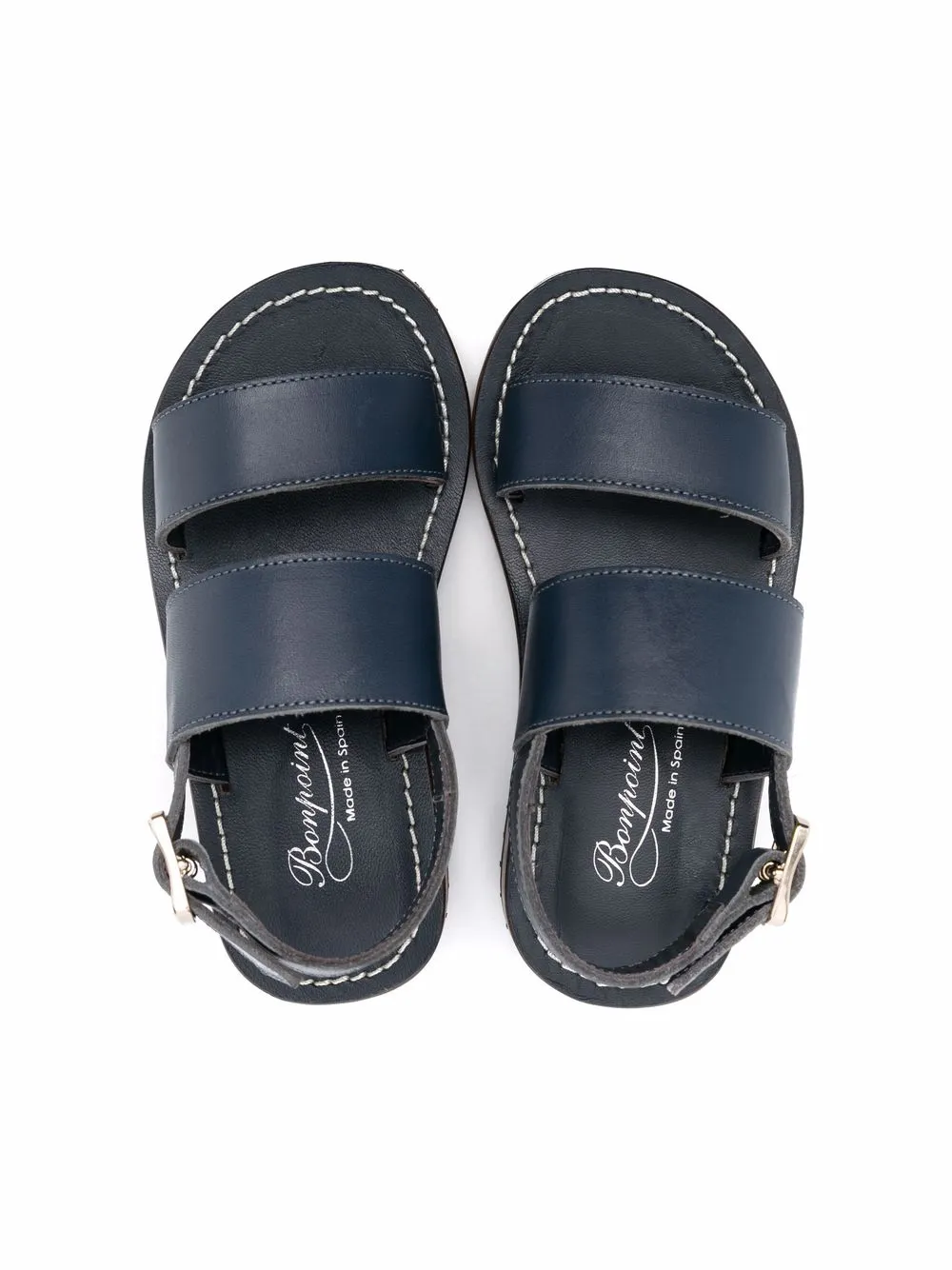 Shop Bonpoint Leather Open-toe Sandals In Blue