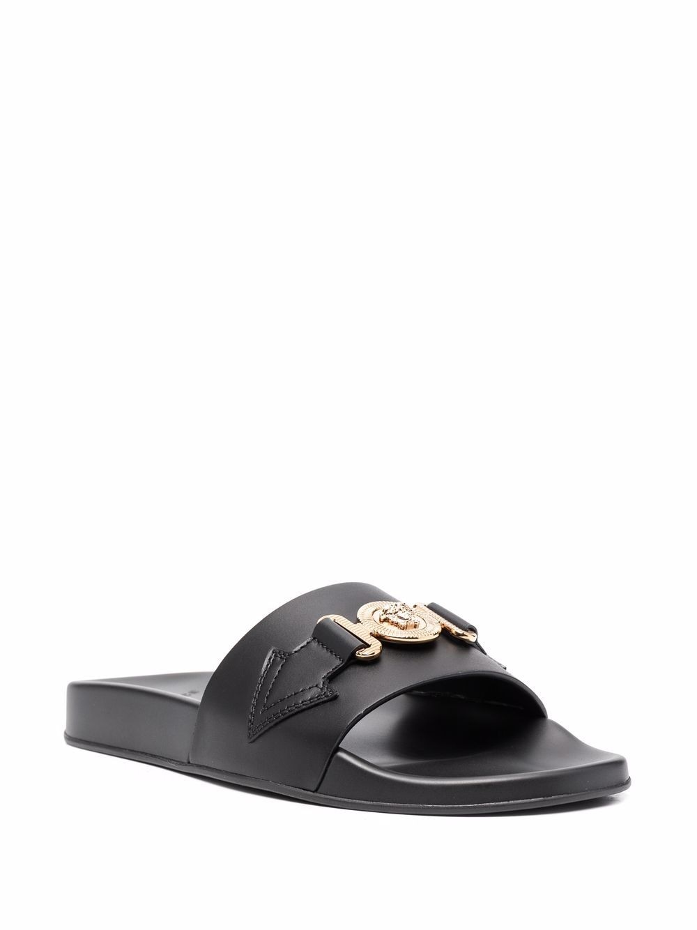 Versace Slippers met logoplakkaat - Zwart