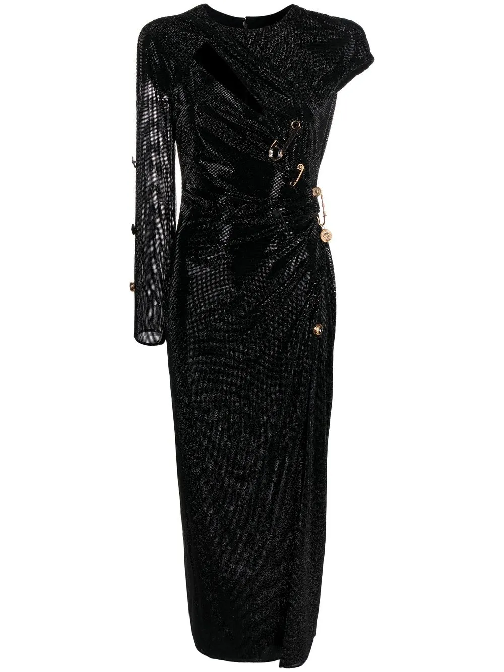 

Versace Safety-pin rhinestone-embellished dress - Black