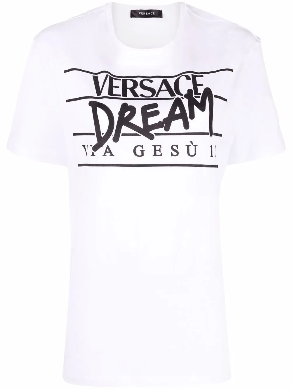 

Versace slogan logo-print short-sleeve T-shirt - White