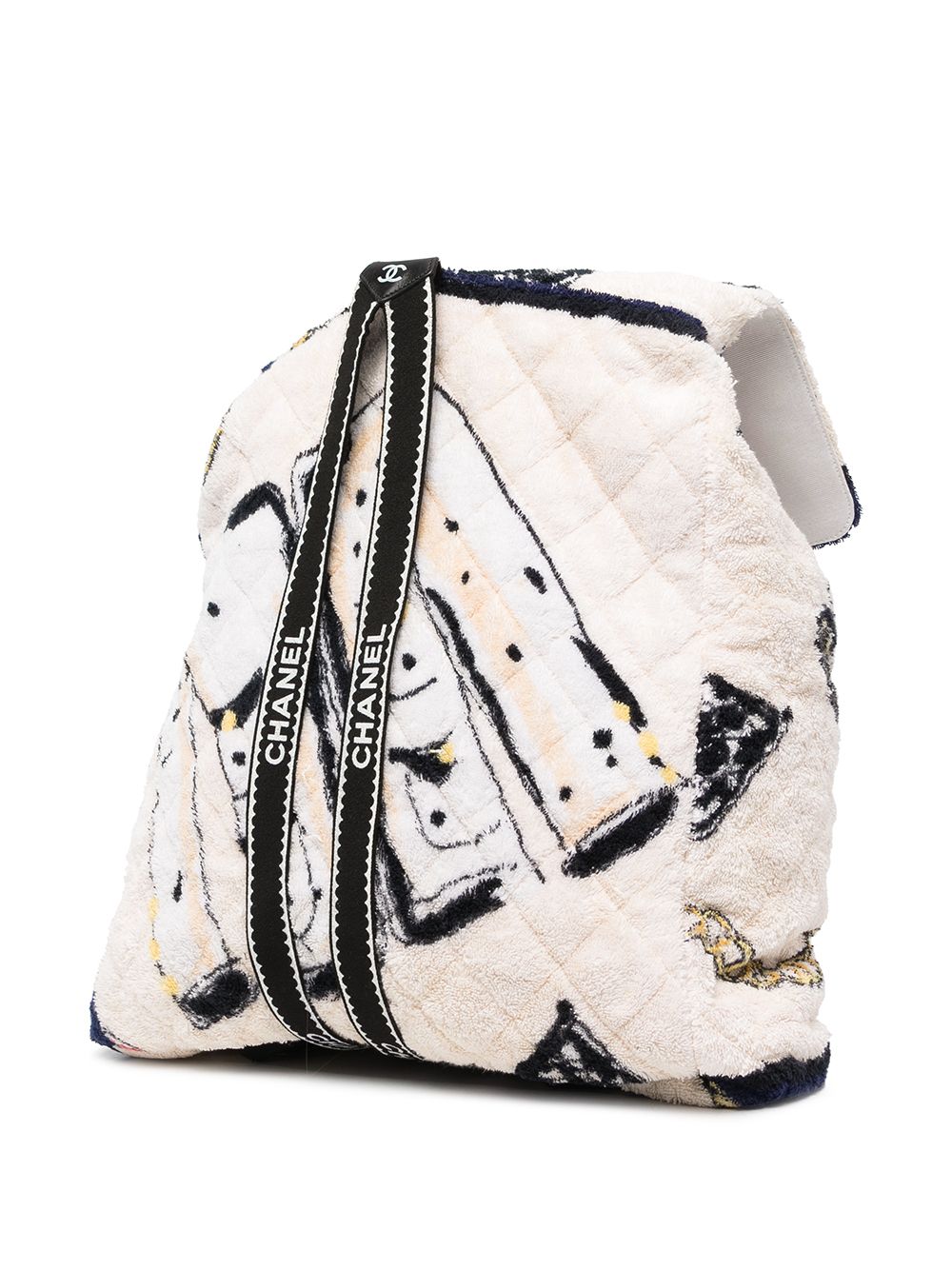 Pre-owned Chanel 1992 Diamond-quilted Logo-print Backpack In White