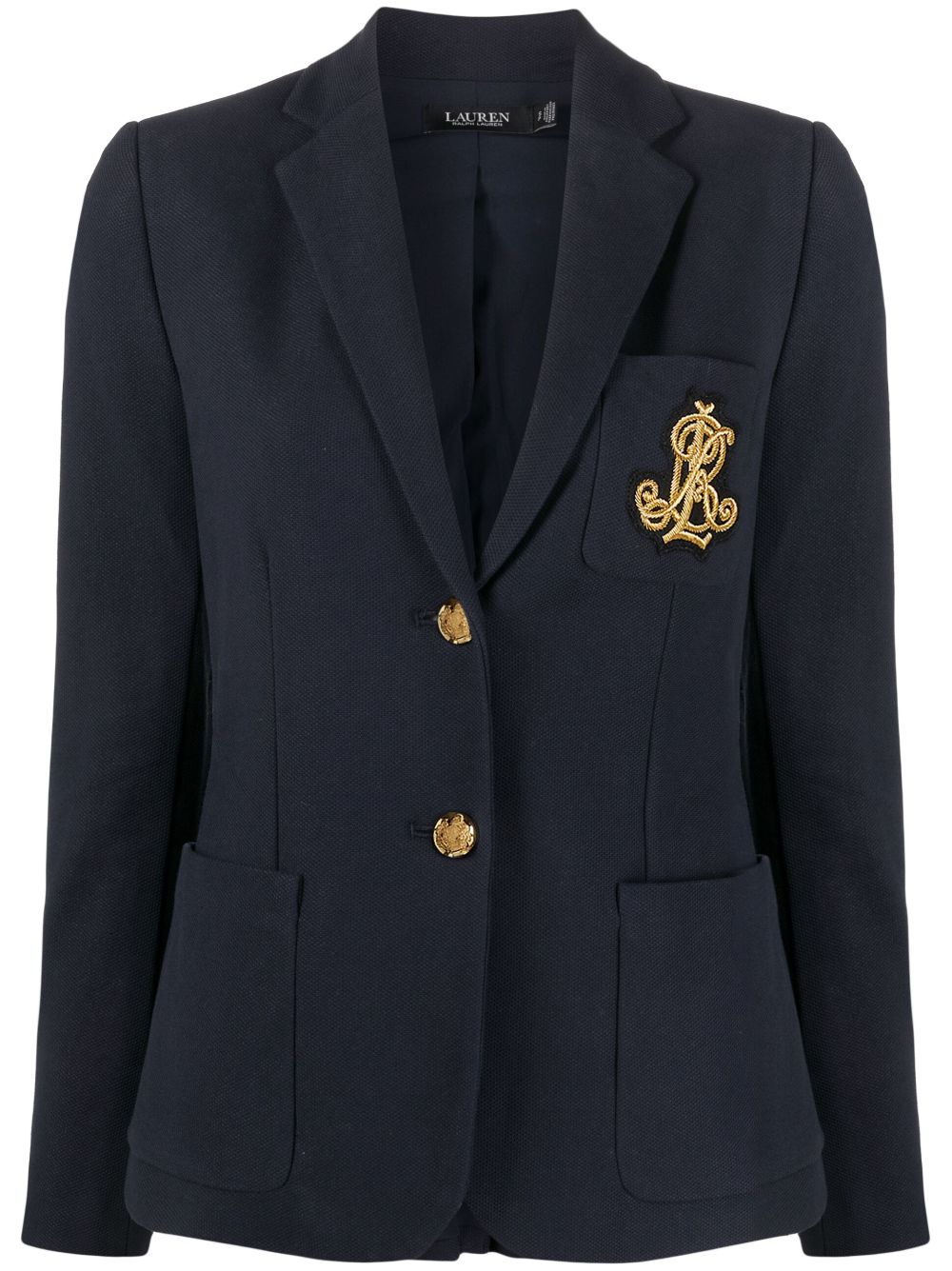 embroidered-logo single-breasted blazer